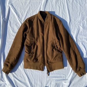 Suede Brown Bomber Jacket ASOS, Size M